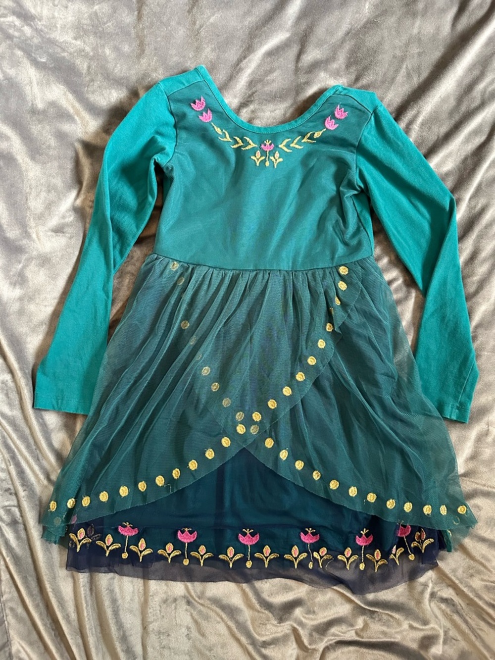 Disney + Hannah Andersson Teal Floral Embroidered Anna / Frozen Dress